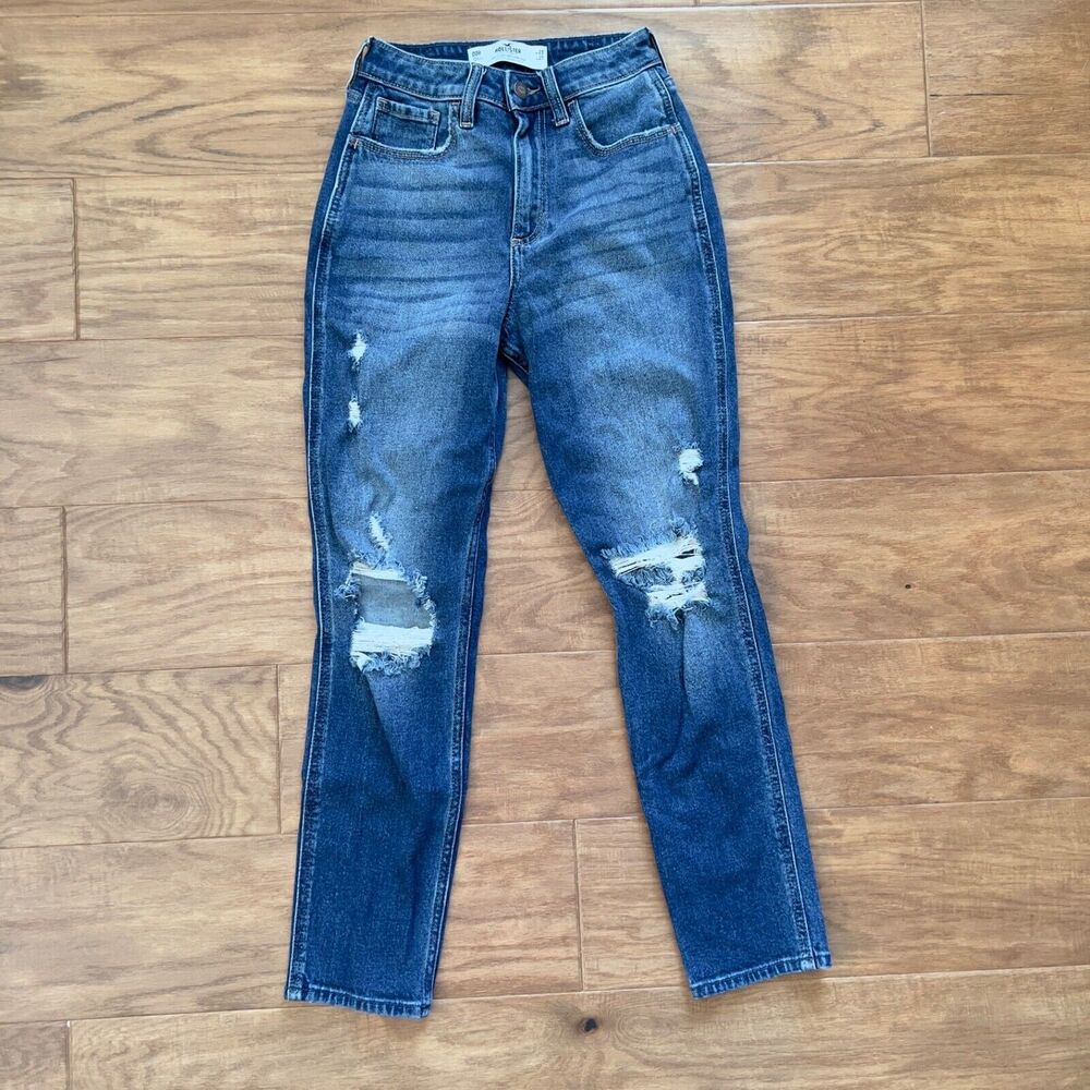 Hollister Jeans Size 00R 23x27 Curvy High-Rise Mom Distressed Vintage Stretch
